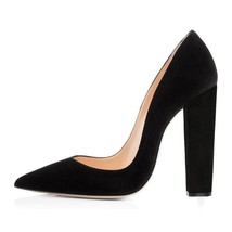 Onlymaker Women&#39;s Pointed Toe Block Classic 12cm High Heels Slip On Thick Shoes  - £85.03 GBP