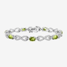 6CT Oval Schliff Labor Erstellt Peridot Unendlichkeit Tennis Band 14k Ve... - £105.47 GBP