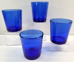 4 Libbey Flare Cobalt Blue Double Old Fashioned Set Tapered Whiskey Glasses Lot - £37.29 GBP