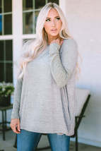 Gray Exposed Seam Patchwork Long Sleeve Top - £15.81 GBP+