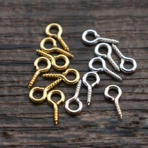 100Pcs Eye Pins Craft Jewelry Accessories Hole Hooks Threaded Pendant Screw - £6.38 GBP