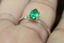 Emerald Stacking Ring 5x7 mm Pear Emerald Ring Emerald Dainty Ring Solitaire - £30.14 GBP
