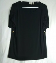 Chico’s Women’s Size 3 Black Shirt With Gathered Sleeves - £25.07 GBP