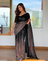 Manish Malhotra Inspired Stylish Saree || Ombre Dual Shade Heavy Sequins Work || - £44.92 GBP