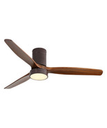 52 Inch Indoor Flush Mount Ceiling Fan with LED Light and Remote Control - £130.96 GBP