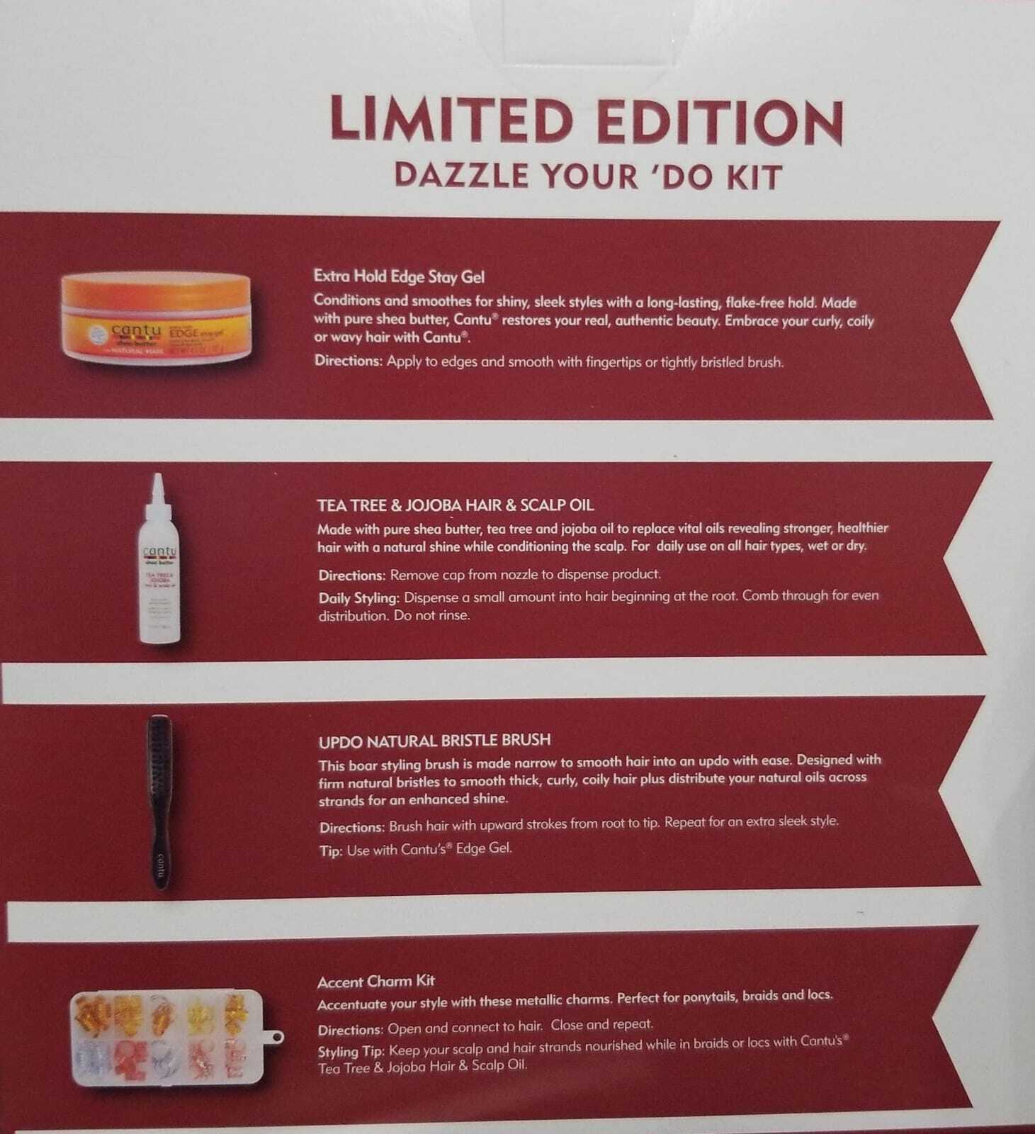 Cantu Shea Butter Dazzle Your Do 4pc Kit Charms, Tea Tree Oil, Brush, Edge Stay Item image 3