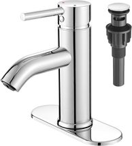 VOTON Chrome Bathroom Faucets 1 Hole, Stainless Steel Bathroom Sink Faucet with - £24.61 GBP