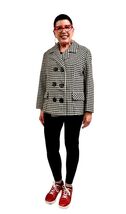 VTG 1960s Black White Houndstooth Jacket Retro Glam Red Taffeta Lined Do... - $74.20
