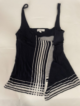 Calvin Klein Navy Blue and White Striped Top Size M - e202 - $175.07 MXN