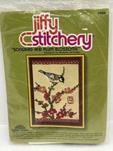 1980 Jiffy Stitchery “Songbird And Plum Blossom” 489 Kit 7.5x9.5” Embroi... - £9.66 GBP