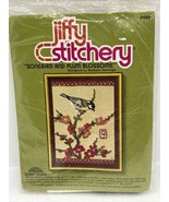 1980 Jiffy Stitchery “Songbird And Plum Blossom” 489 Kit 7.5x9.5” Embroi... - £9.56 GBP