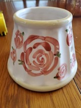 Ceramic Roses Lamp Shade Candle Jar Topper unmarked preowned - £5.52 GBP