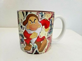 Disney Store Grump Coffee Cup Mug Collage Snow White Seven Dwarfs Brown - £9.48 GBP