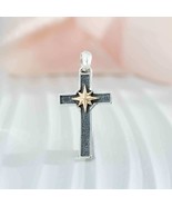 Sterling Silver Cross with Bronze Compass Pendant 33x16mm - €41,96 EUR