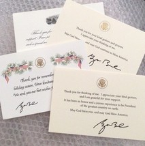 PRES GW BUSH WHITE HOUSE CARD X4 THANK U GOD BLESS AMERICA FLAG EAGLE RE... - $32.40