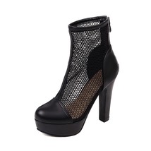Fashion Summer Short Boots Women Sexy Platform Mesh Ankle Boots For Womens High  - £42.41 GBP