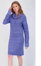 STITCHDROP Statement Roll Neck Sweater Dress Blue Rainer Size Large NEW - $34.00