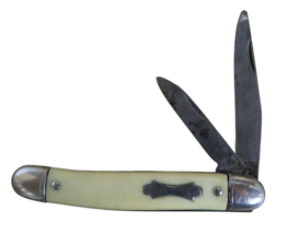 Vtg Colonial Pocket Knife White Handle 2-Blade Folding USA - $18.00 CAD