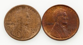 Lot of 2 1909 Lincoln Wheat Cents VG to Choice BU Red/Brown - £82.41 GBP