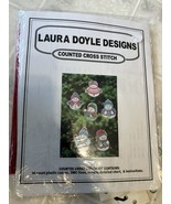 Laura Doyle Set 6 Snowmen Ornaments Counted Cross Stitch Plastic Canvas Kit - £13.22 GBP