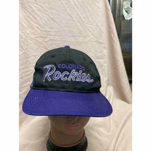  Vtg Sports Specialties Colorado Rockies Double Line Script Snapback Hat Twill - £63.73 GBP