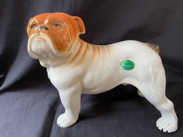 Vintage porcelain  Staffordshire Nelson bulldog / Bull Terrier. Original label - £46.47 GBP