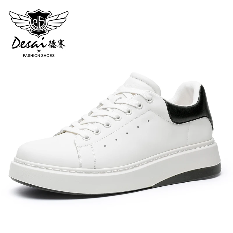 Full Grain Leather Shoes Soft Casual Sneaker For Men Business Wear Resis... - $138.05