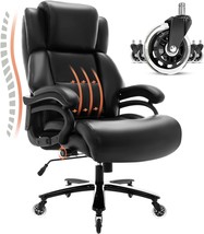 Black Big And Tall 400 Lb. Office Chair With Adjustable Lumbar Support, Heavy - £290.94 GBP