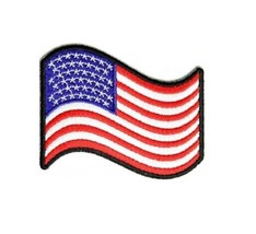 Waving American Flag 3&quot; X 2.5&quot; Iron On Patch (1481) Biker Vest (B47) - £4.97 GBP