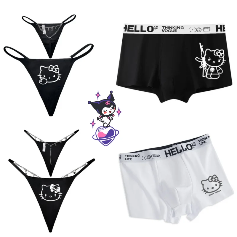 Cartoon Couple Underwear Hello Kitty Anime Kawaii Ladies Sexy Panties Boys Girls - £8.27 GBP+