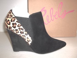 Rebels Size 6.5 M Fairmont Black Leopard Leather Booties Boots New Women... - £78.24 GBP