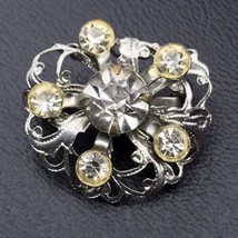 Rhinestone Brooch Pin Silver Tone Vintage - $9.95