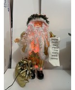 20&quot; Tall Changing Colors Fiber Optic Gold Santa Figure  Naughty Nice List - $29.65