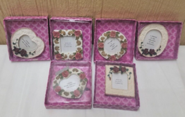 Lot Of 6 Mini Rose Shaped Photo Frames Up To 2 In Photos Dingy Packaging - £11.94 GBP