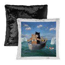 Two Brave Cats are Drifting Sequin Pillow Case - Titanic Pillow Cover - ... - £19.48 GBP