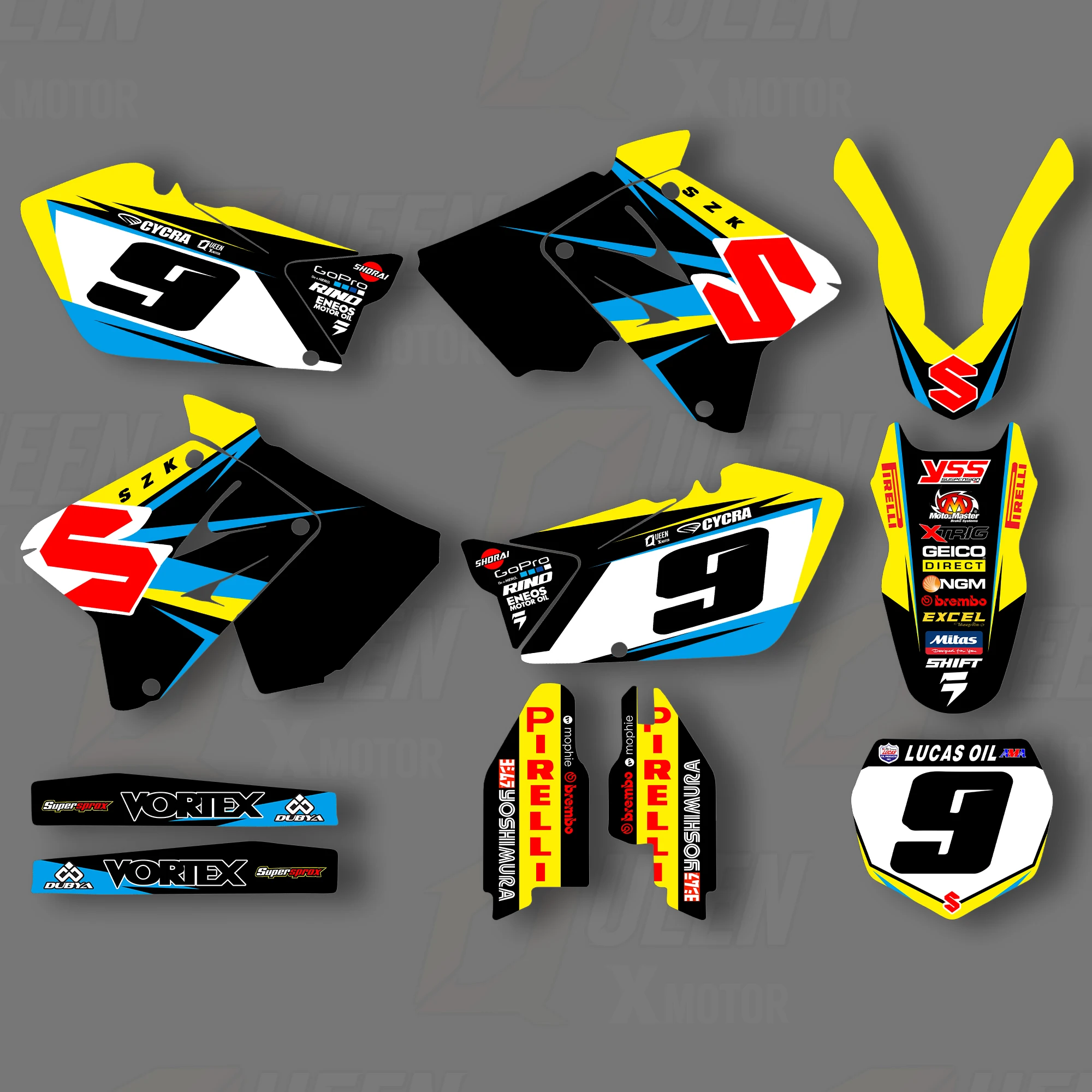  X MOTOR Custom Team Graphics Decals Stickers Kit   Decal  2001-2012 RM125 250 0 - £263.33 GBP