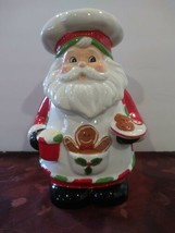 Sleigh Bell Bistro Cookie Jar Santa Claus Chef Cook Holding Cookies - £37.35 GBP