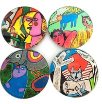 Guillaume Corneille Cat Abstract Paintings Bar Drink Glass Coasters Set ... - £29.75 GBP