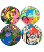 Guillaume Corneille Cat Abstract Paintings Bar Drink Glass Coasters Set of 4 - £29.87 GBP