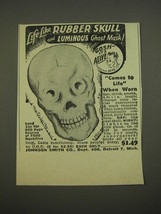 1951 Johnson Smith Co. Rubber Skull and Luminous Ghost Mask Ad - Comes to Life  - £14.90 GBP