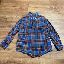 Crewcuts Boys Blue Plaid Long Sleeve Button Up Shirt Size Small 6/7 J.Crew - £18.64 GBP