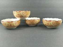 (4) 222 Fifth Lyria Saffron Soup Cereal Bowls Set 5 5/8&quot; Round Porcelain Bowl - $46.40