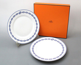 Hermes Chaine D&#39;ancre Dessertteller 8,9 Zoll 2er-Set Blau Geschirr 22 cm - $458.62