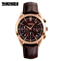 Fashion Genuine Leather Watch Men&#39;s Waterproof Multifunctional Six-Pin Watch Wit - £43.15 GBP