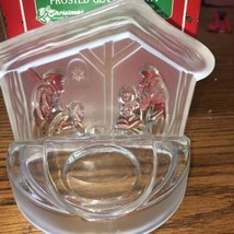 Vtg Christmas Frosted Glass Nativity House Of Lloyd Candle Holder - $18.37
