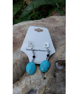 Turquoise Earrings, Turquoise Dangle, Large Turquoise Drop, Southwest Ea... - $19.00