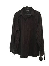 APT. 9 Men&#39;s Black Striped Long Sleeve Button Up Shirt Size XXL  - £30.55 GBP