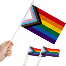 Anley Progress Rainbow Pride Mini Flag 12 Pack Hand Held Miniature Rainbow Flag - £6.34 GBP