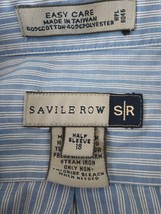 Savile Row Shirt Men&#39;s Size XLarge 18 Blue and White Stripes Cotton Blended SS - £14.16 GBP