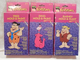 Flintstones 1994 Paradise Creations Mold &amp; Paint Set Fred, Barney &amp; Dino - $284.59 MXN